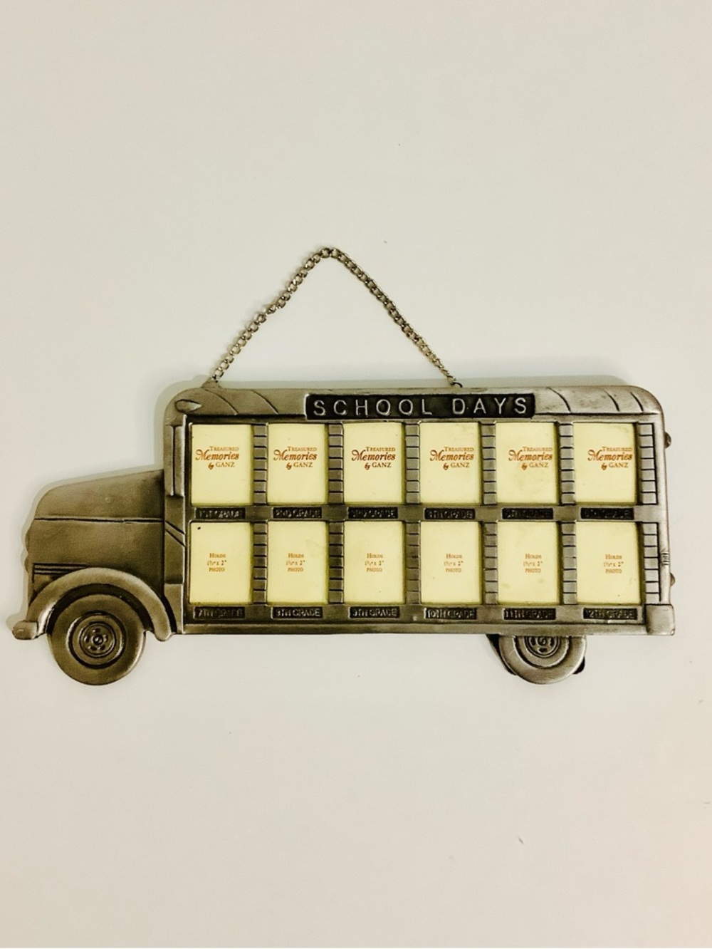 Ganz , Silver Metal School Bus Wall or Stand Photo Frame 1st to 12th Grade